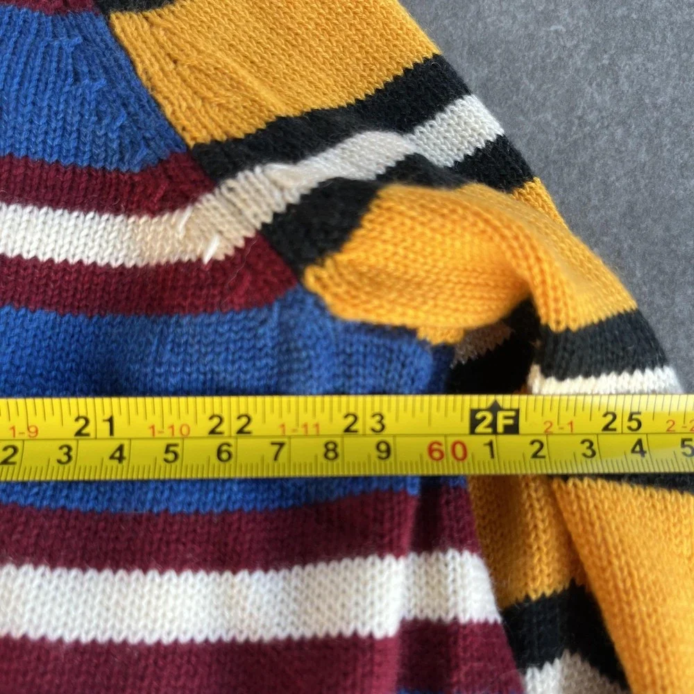 HOMME + FEMME Sweater Mens 2XL‎ Blue Yellow Striped Polo Collar Knit Logo Patch